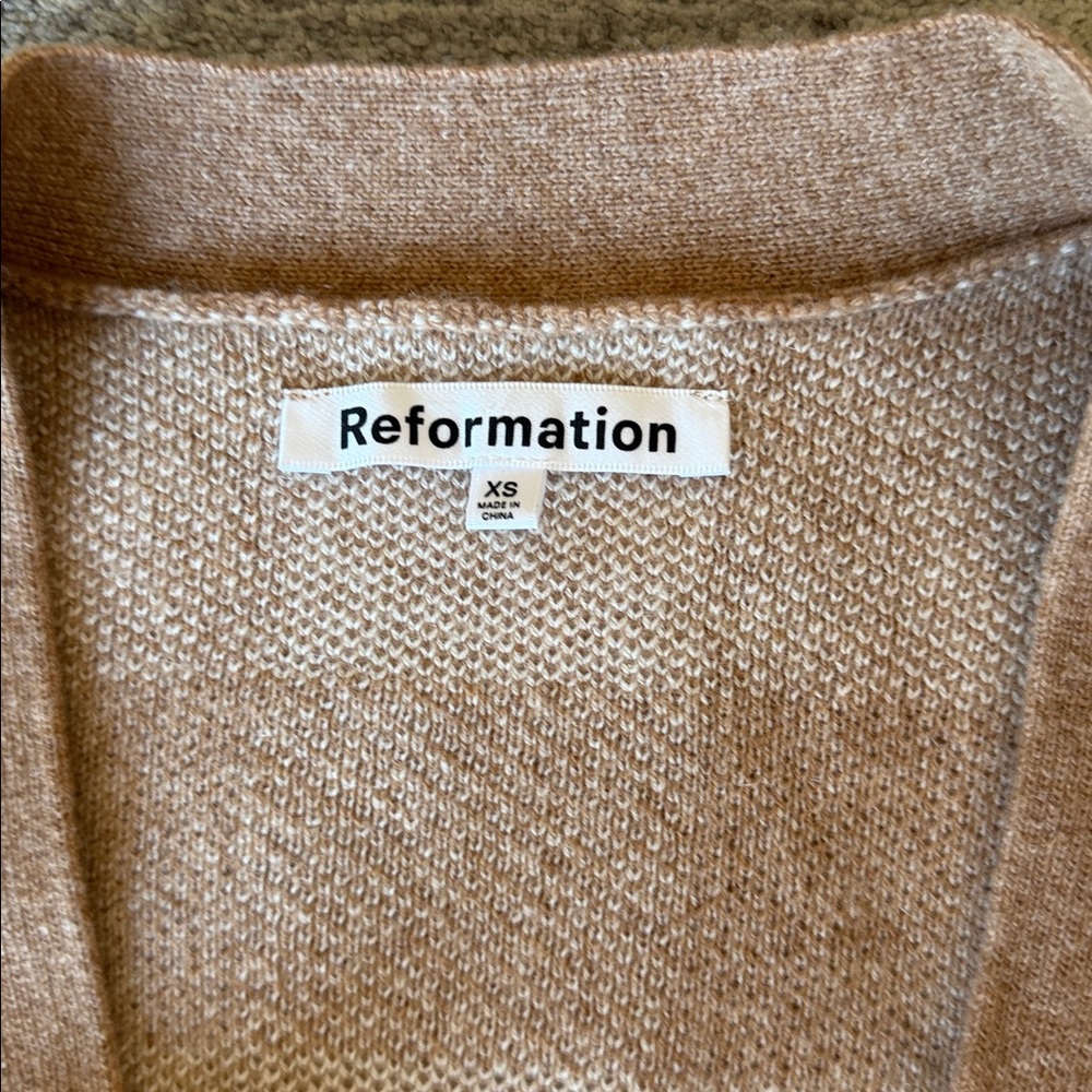Reformation Checkered Brown and Cream Cardigan Set - Picture 2 of 10
